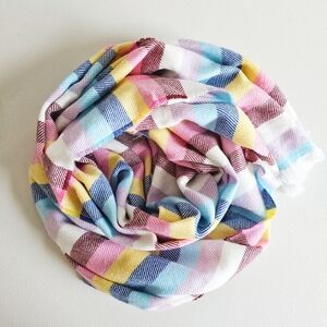 Gap Lovely Print Fringe Wide Scarf Multicolored Rainbow Scarf/ Wrap